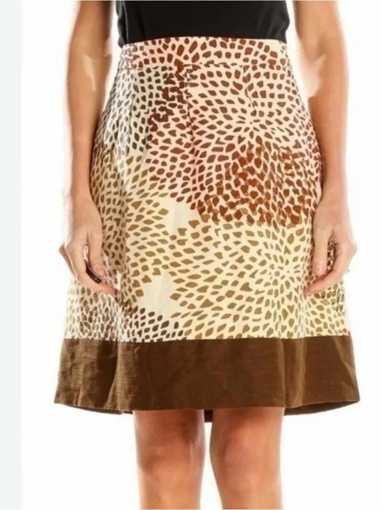 Banana Republic Dresses & Skirts - Banana Republic Y2K Chic Silk Bohemian Floral Brown Cream Rust Skirt Size 2